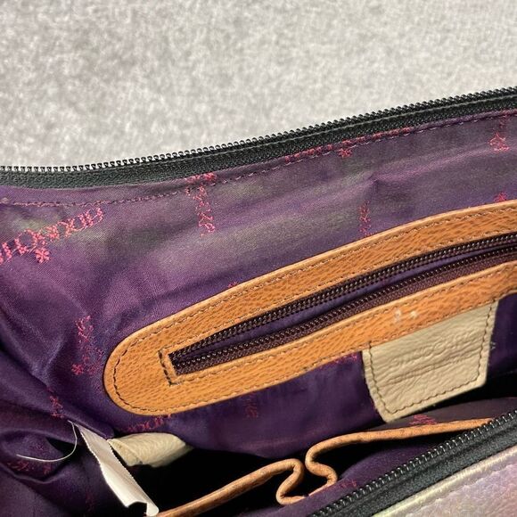 ANUSCHKA Shoulder Bag Purse Leather Hand-Painted Butterfly Floral Print Brown - Picture 7 of 7